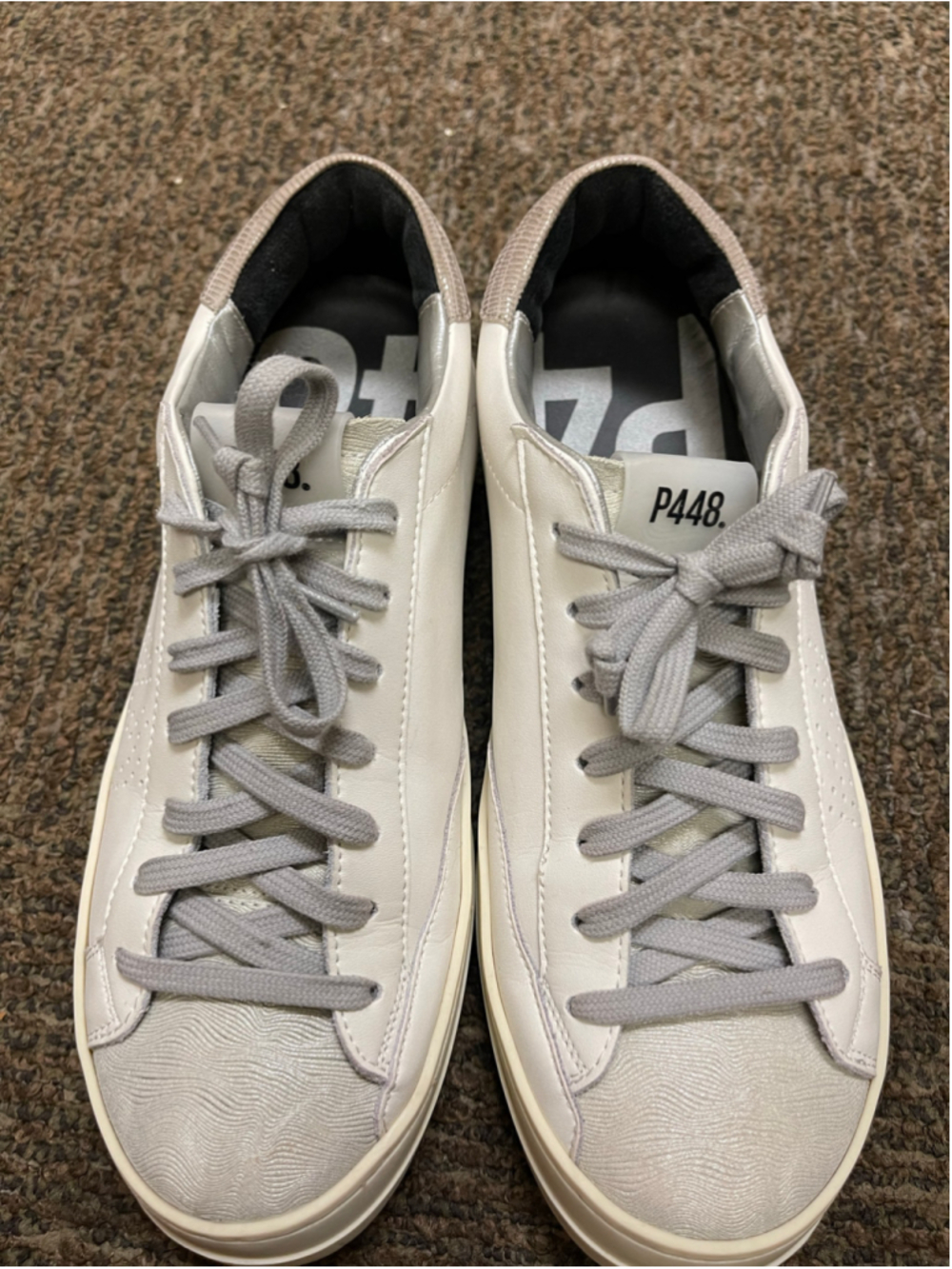 Women's P448 Sneakers Size 9 White and Grey Low Top Shoes - Picture 3 of 8
